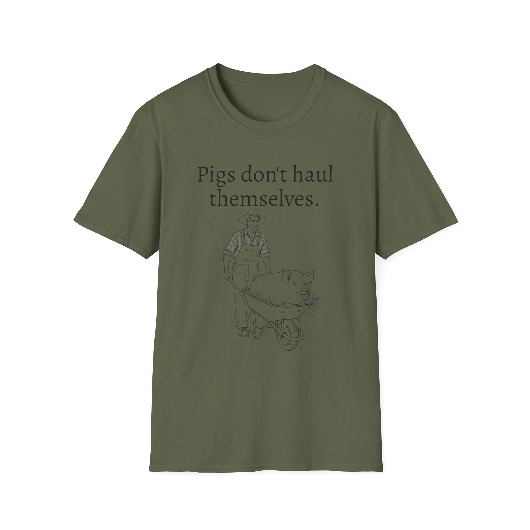 Funny Pig Wheelbarrow Unisex T-Shirt