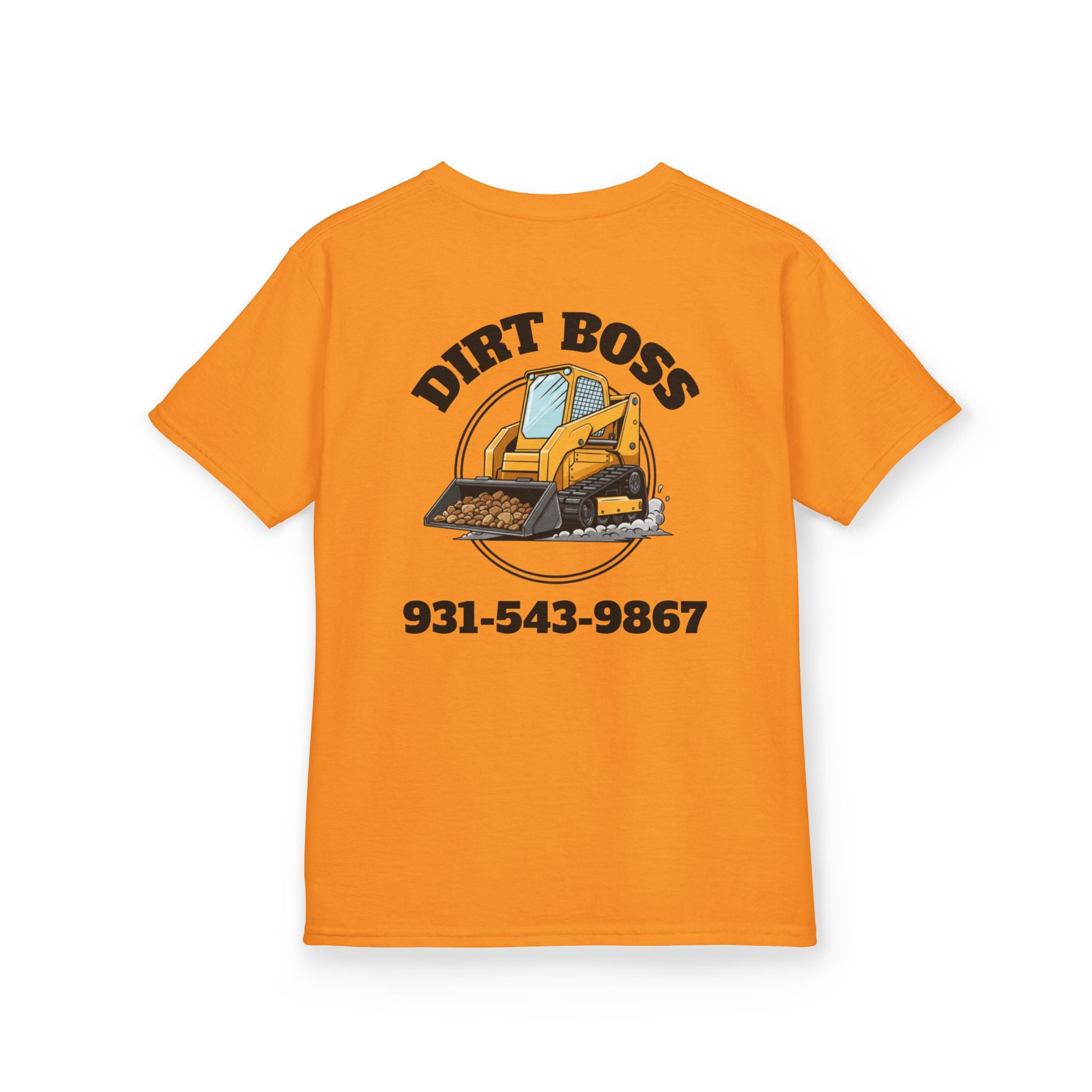Copy of Kids Tee - "Dirt Boss" Excavator Shirt with Name & Phone Number