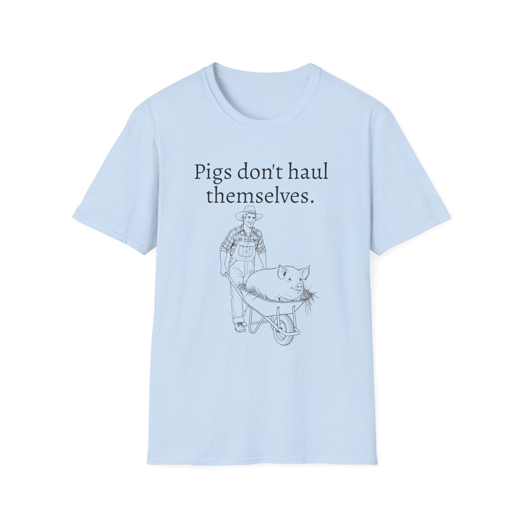 Funny Pig Wheelbarrow Unisex T-Shirt