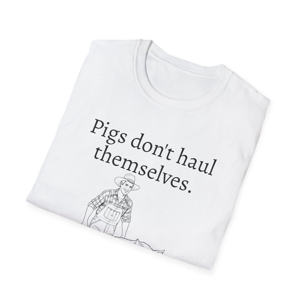 Funny Pig Wheelbarrow Unisex T-Shirt