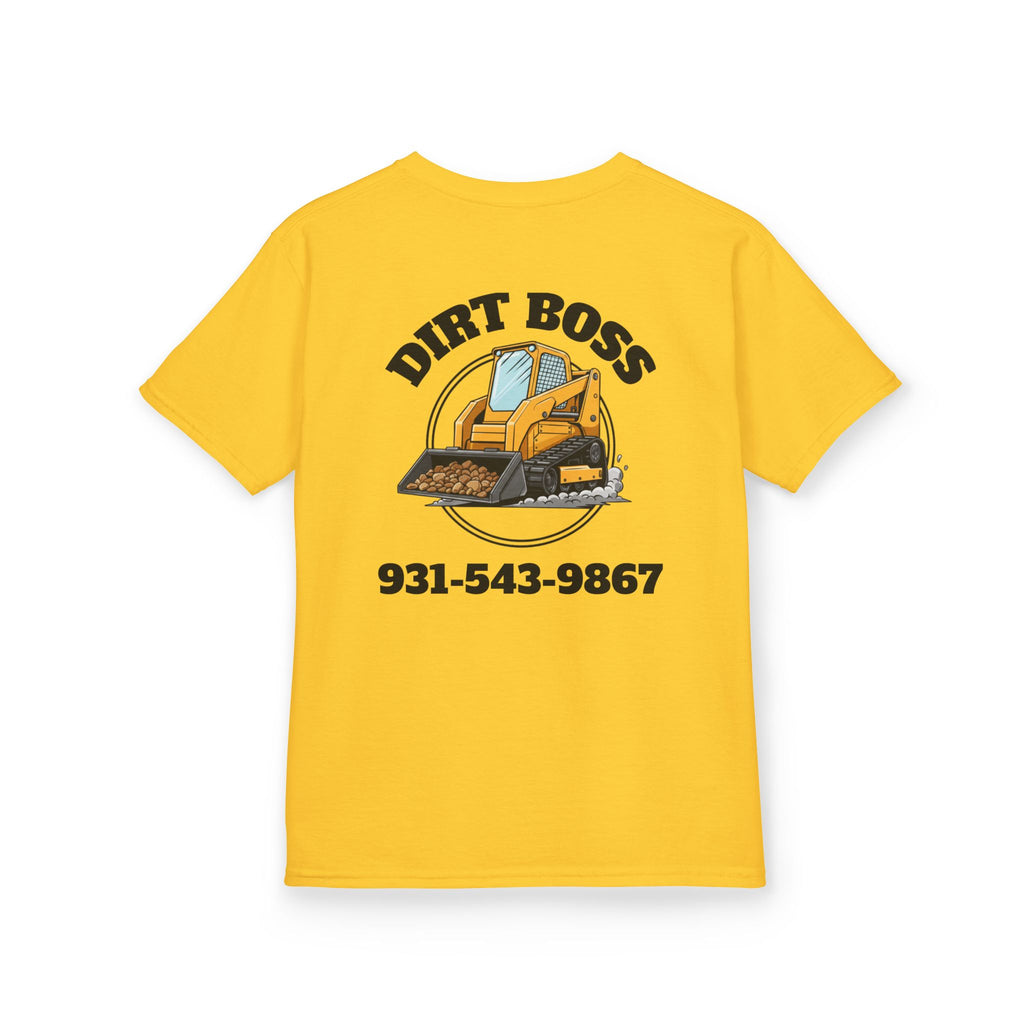 Kids Tee - "Dirt Boss" Excavator Shirt with Name & Phone Number