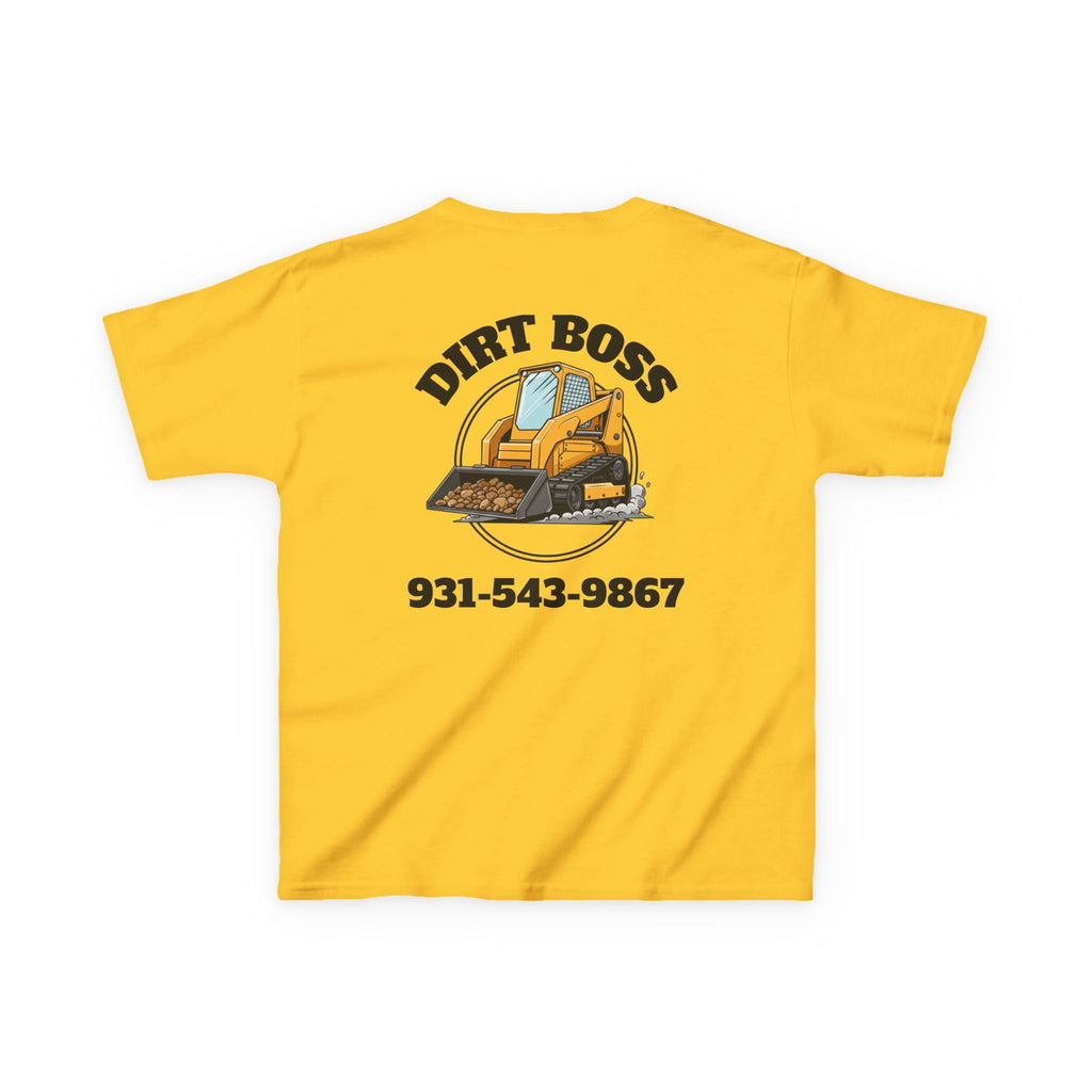Copy of Kids Tee - "Dirt Boss" Excavator Shirt with Name & Phone Number