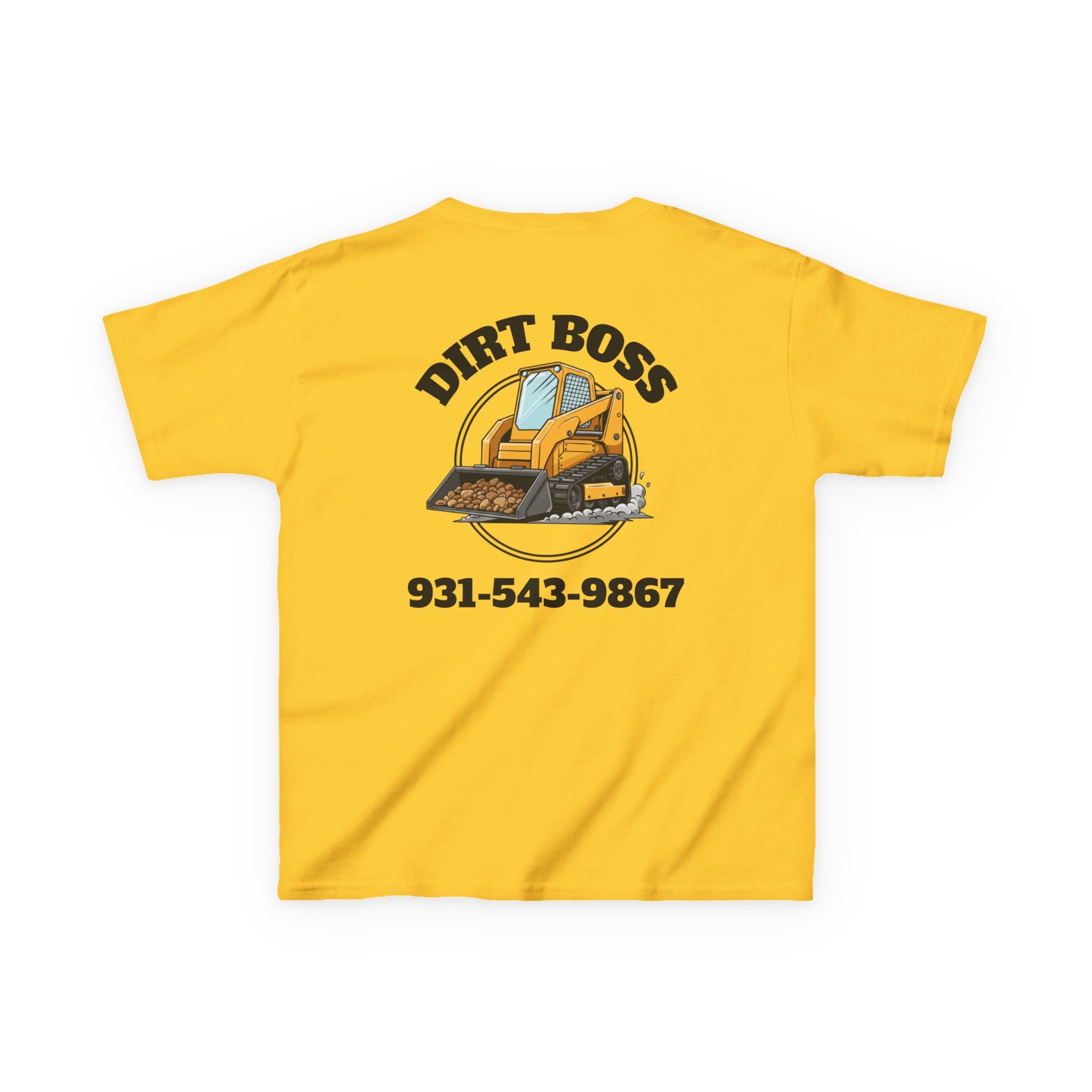 Copy of Kids Tee - "Dirt Boss" Excavator Shirt with Name & Phone Number