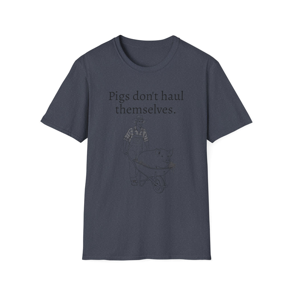 Funny Pig Wheelbarrow Unisex T-Shirt