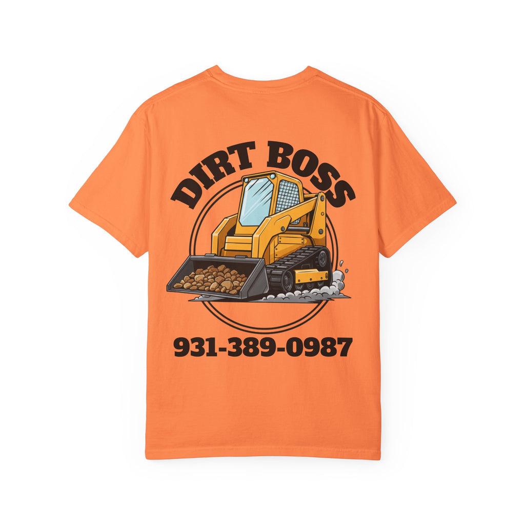 Dirt Boss Skid Steer T-Shirt — Personalized "Joseph" Workwear with Phone Number