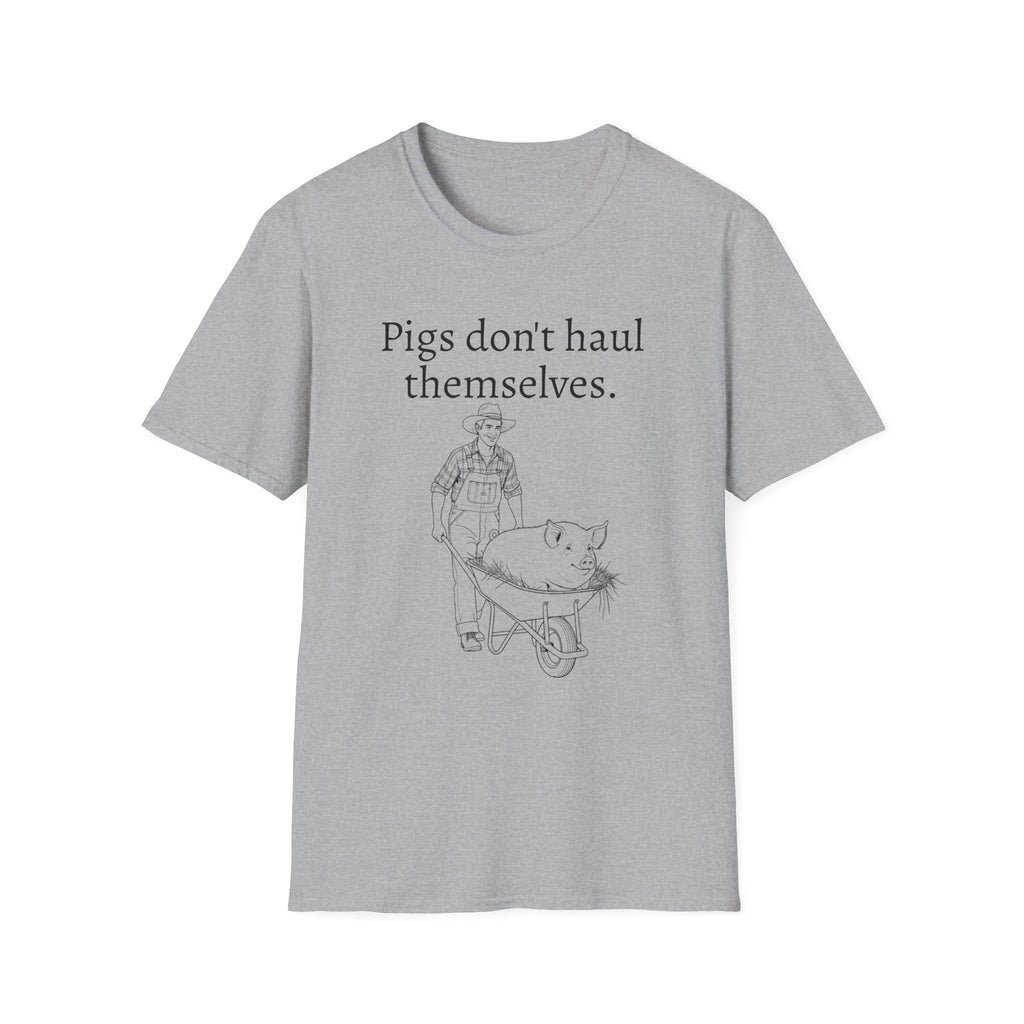 Funny Pig Wheelbarrow Unisex T-Shirt