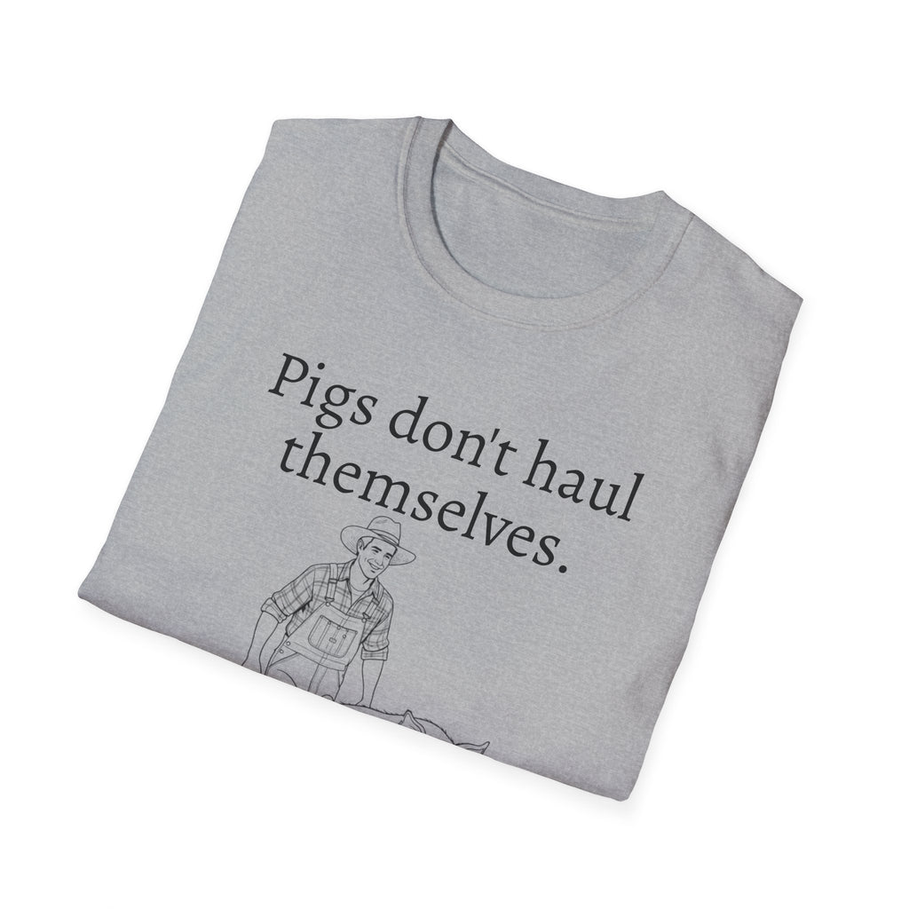 Funny Pig Wheelbarrow Unisex T-Shirt